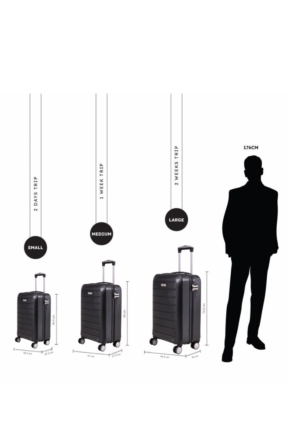 Luggage bag - Patriotic black - 3 pc set