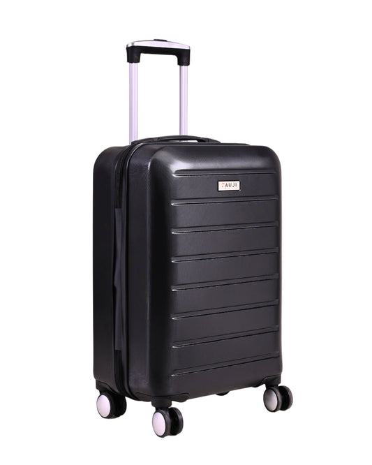Fauji Valor Series Onyx Black 20 Inch Trolley Bag with Tough Dual Wheels, Anti Theft Zip, Wet Pouch & Hard Body