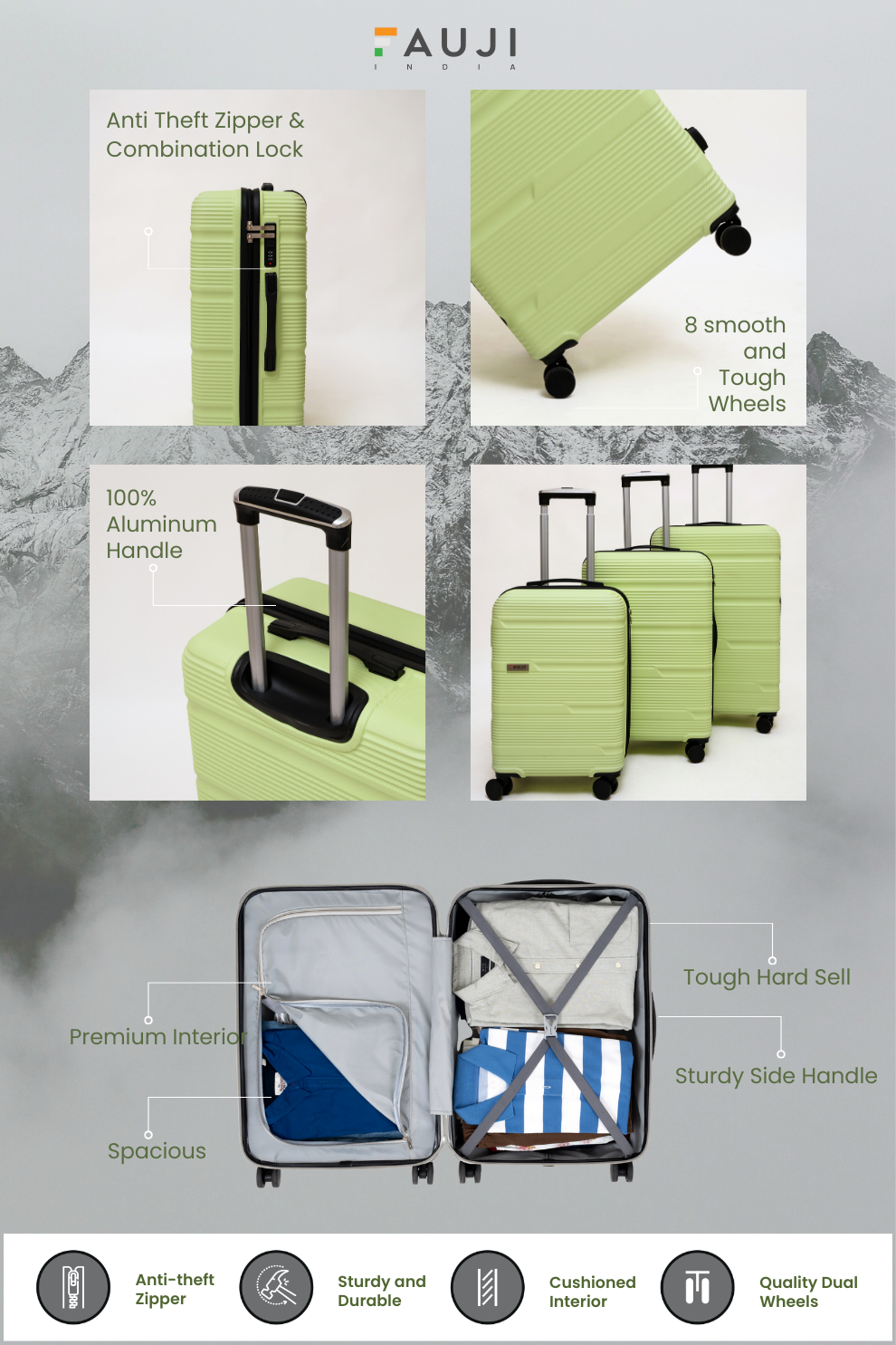 Luggage bag -  Olive Mist - 3 pc set