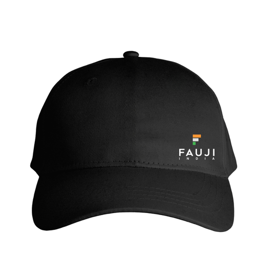 Fauji India Unisex Cotton Regular Cap | Adjustable Fit | Black