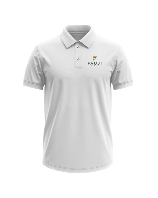 Fauji India Unisex Polo Collar Cotton T-Shirt | Be Your Own Soldier | White